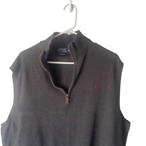 Polo Ralph Lauren Men's Size XL Gray Old Money Pima Cotton 1/4 Zip Sweater Vest - Picture 2 of 7